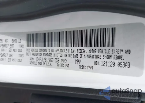 2015 Jeep Cherokee Sport z USA, uszkodzony, nr VIN 1C4PJLAB1FW631553